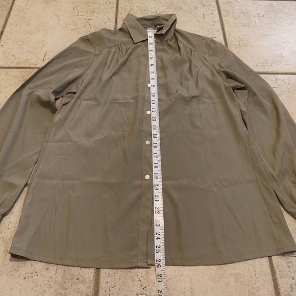 VINTAGE Rouie Blouse Size 10 Sueded Polyester Tunic Shirt Taupe 80s - Picture 6 of 7